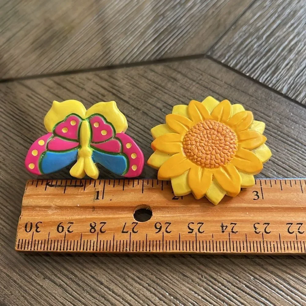 Vintage Butterfly & Sunflower Resin Pins